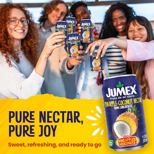 Image of Jumex Pineapple Coconut Nectar - Made with Pineapple Juice & Coconut Cream - Tropical Fruit Juice Concentrate for Smoothie Mix, Cocktail Mixers, Kids Drinks & Beverages - 11.3oz, 24 Pack Canned Drinks