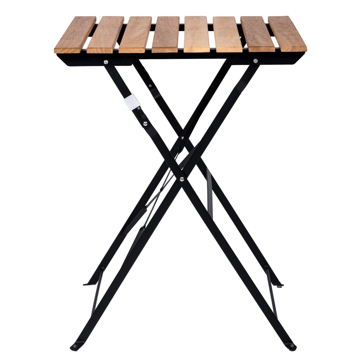 Set de 3 Muebles de Mesa y 2 Sillas, Jardín, Exterior, Plegables, Metal y Madera, para Terraza Estilo Retro, Estructura de Acero, tipo Bistró, Patas Antideslizantes, Balcones Pequeños, Terrazas