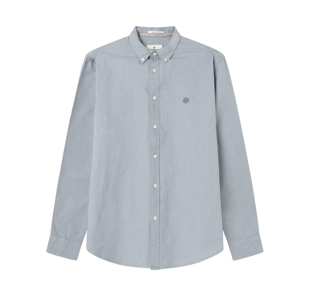 SPRINGFIELD Men's Camisa Oxford Basic Color Shirt, Steel Blue, M