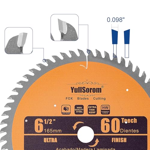 Image of 6-1 /2 inch Circular Saw Blade 60T Combo Pack with 5 /8 inch Arbor,Ultra Fine Finish for Wood Cutting, Thin-Kerf