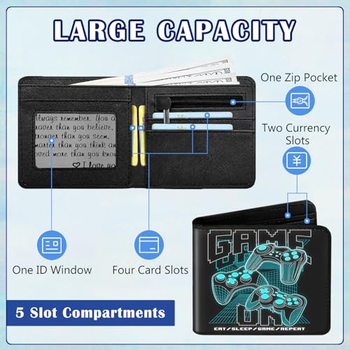 Kids Wallet for Boys Teen, Cool Boy Wallet for Kids Age 6-8 9-12 12-14, Funny Bifold Leather Purse, Small Wallets with Coin Pocket for Childrens Birthday Christmas Gifts3