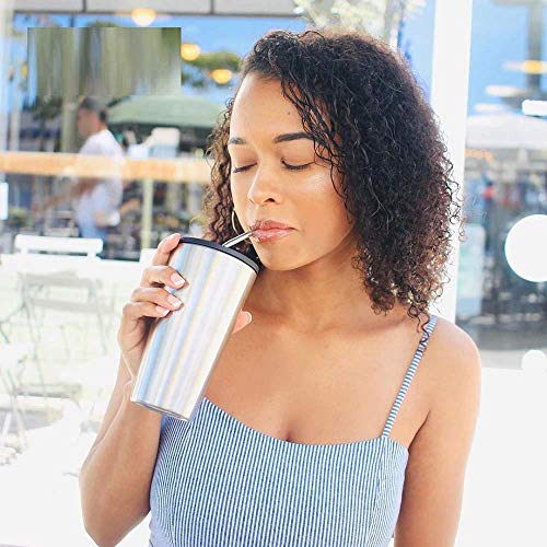 Image of STAR WORK - 4 Stainless Steel Long Reusable Metal Straws for Drinks with 1 Cleaning Brushes Drinking Straws for Travel,Kids,Home,Bar (Purple)