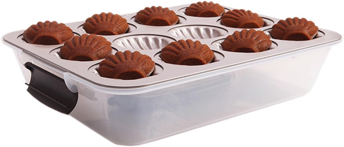 CANDeal 12 Cup Madeleine Pan Molds, Nonstick Spherical Shell Madeline Oven Baking Pan, Carbon Steel Madeleine Cake Baking Tray for Home Baking