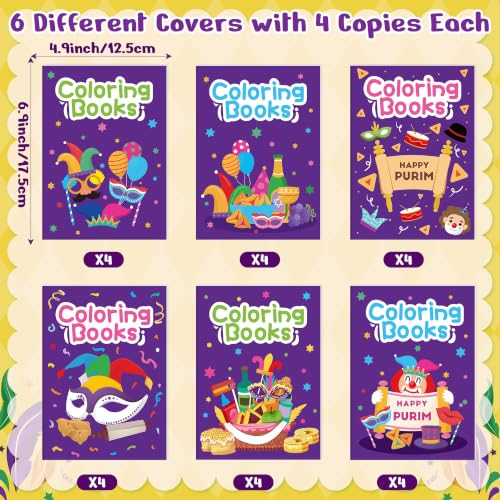 Image of Bulk Purim Coloring Books, 24Pcs Happy Purimi Mini Drawing Booklet for Kids