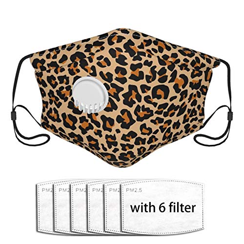Leopard Repeating Orange Cheetah Reusable and Washable Cotton face, Nose and Nasal mask, with Vent Filter