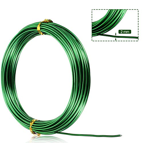 Image of TecUnite Aluminum Craft Wire for Sculpting Armature Bendable Craft Wire for DIY Jewelry Making(Green, 10 M X 2 mm, 1 Roll)