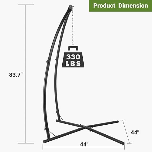 Miniatura 2 de AthLike Soporte de columpio para hamaca, silla colgante en C, de acero sólido para exteriores, solo construcción con hebilla y gancho de resorte,