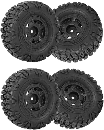 RCHuiWow 1.0 Beadlock RC Wheels and Tires for 1/18 Trx4m 1/24 Axia1 SCX24 FCX24,1.0