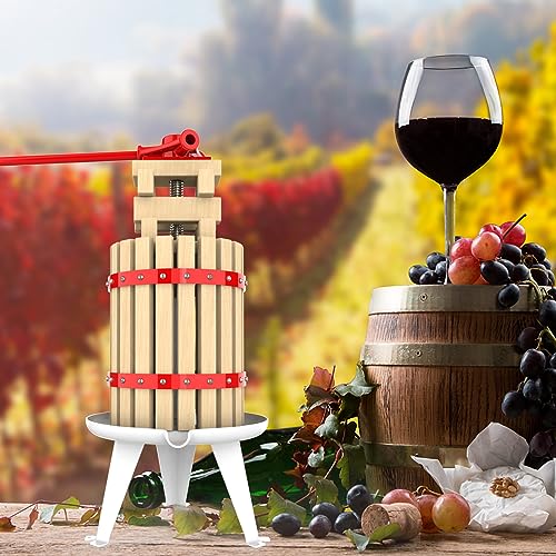 Image of 1.6 Gallon Fruit and Wine Press, Manual Cider Juice Maker with Solid Beech Wood Basket & Heavy-Duty Stand for Apples, Grapes, Berries