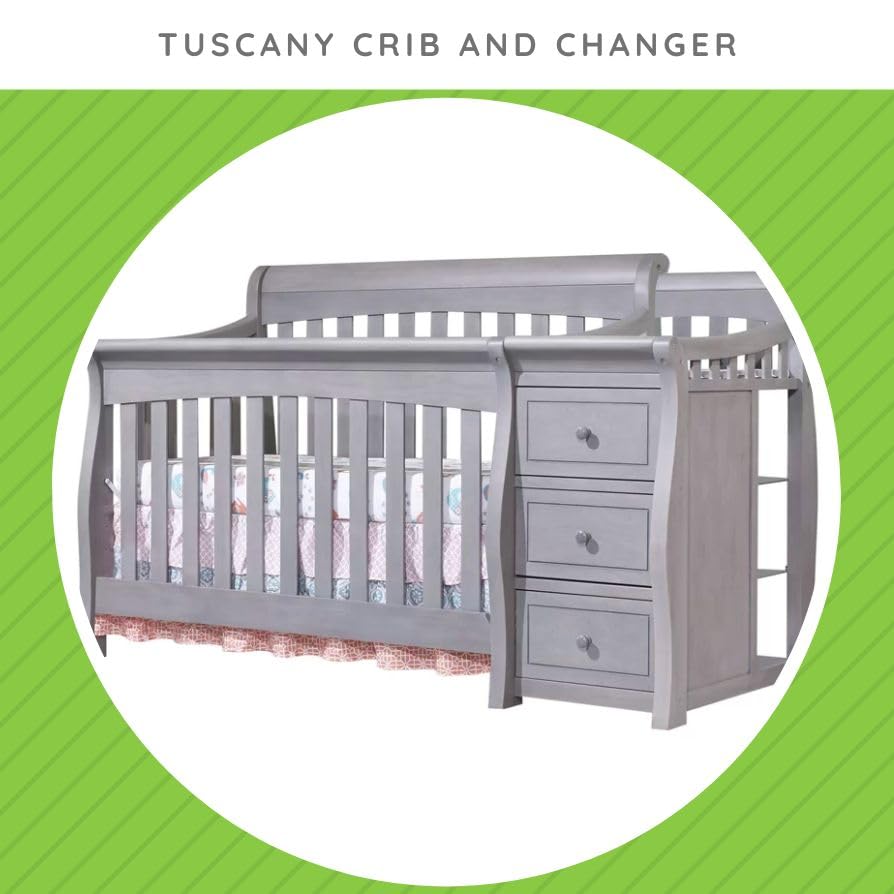 Image of Full-Size Conversion Kit Bed Rails for Sorelle Crib & Changer Combos - Solid Wood - Toddler & Adult Bed Rail for Full-Size - Nursery Furniture (Model #1050, Weathered Grey - Tuscany Crib & Changer)
