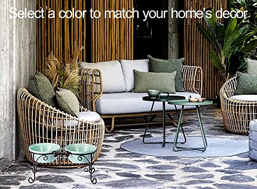 Bestvida Sparks Elevated Dog Bowl Stand Includes Two Premium Stoneware Dog Bowls (Large, Green) #TOP6