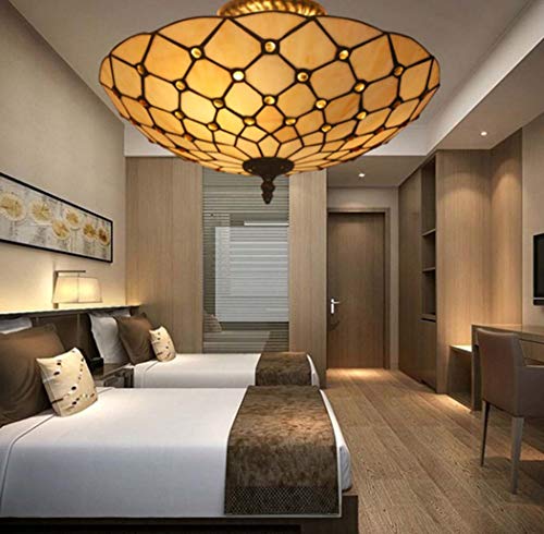 Plafond lampe couloir et salon luminaire de style rétro e27 en verre coloré 16 pouces