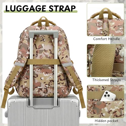 School Backpack for Boys - Camo Boys Backpack for Elementary Middle School - 18" Large Capacity Camouflag Students Bookbag with Multiple Pockets,Usb Charging Port & Key-chain - Image 6