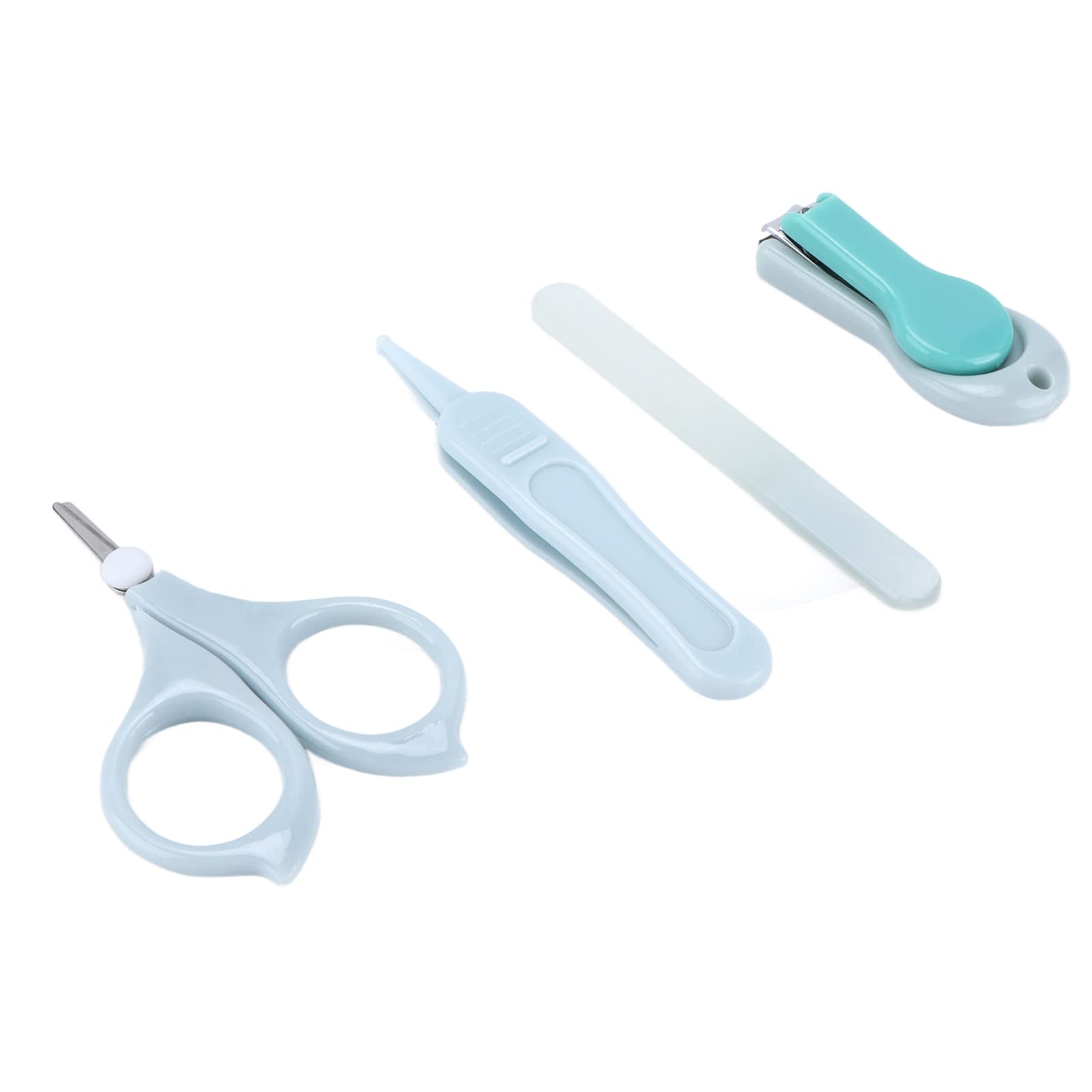 Infant Nail Clippers, Stainless Steel Safe Durable Nail Clippers Kit Complete Tools with Tweezers Nail File Storage Box for Nail Care(sky blue)