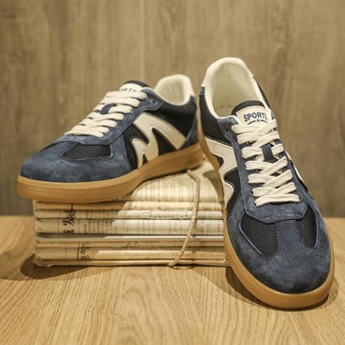 Men's Fashion Breathable Leather Lace Up Sneakers Casual Flats Retro Non Slip Round Toe Walking Driving Daily Shoes4