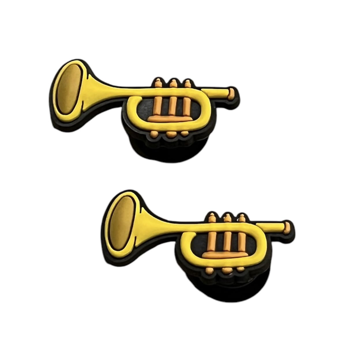 Decorative Trumpet Shoe Charms, Yellow and Black, 2-Pack