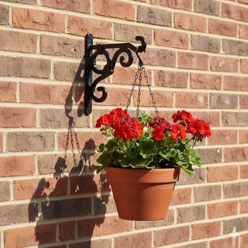 Image of Metal Wall Hook Hanging Plant Bracket | Decorative Straight Plant Hanger for Pots, Bird Feeders, Planters, Lanterns, Cotton, Wind Chimes Indoor Outdoor, (Black, Pack of 4)