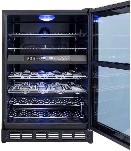 44-Bottle Dual Zone Wine Cooler – Built-In or Freestanding Stainless Steel Beverage Fridge with Digital Thermostat, LED Lighting, Reversible Door