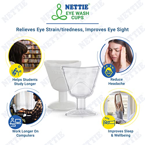 Image of NETTIE Eye wash Cup with free eye exercise leaflet - Pack of 6 cups (Transparent)