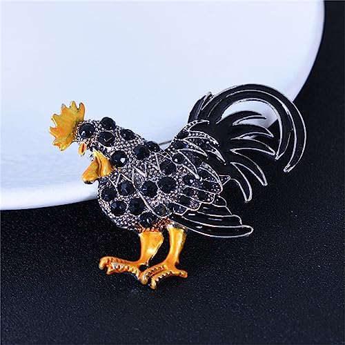 Image of Chicken Rooster Brooch Pin for Men Women Crystal Rhinestone Gold Plated Enamel Cute Hen Animal Ladies Fashion Personality Novelty Funny Lapel Pin Brooch