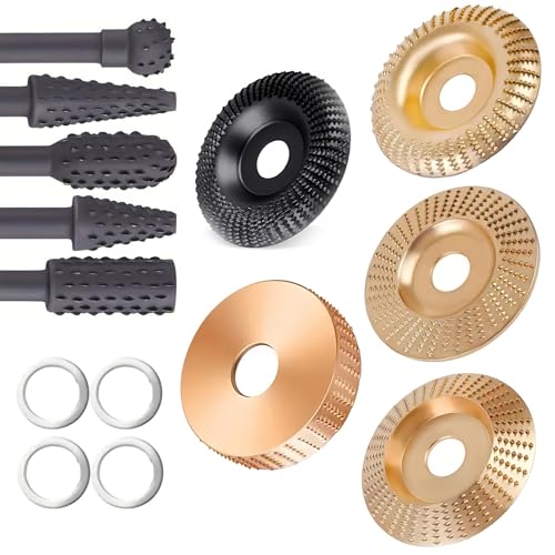 Disque à sculpter le bois pour meuleuse 115mm - Set de 14 outils de meulage et façonnage 5/8