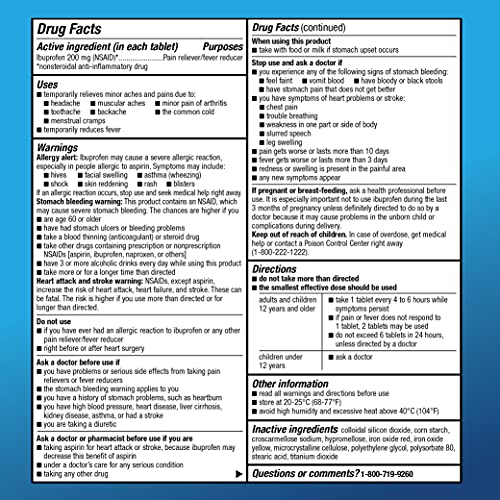Amazon Basic Care Ibuprofen Tablets, 200 Mg, Pain Reliever And Fever Reducer thumb #4