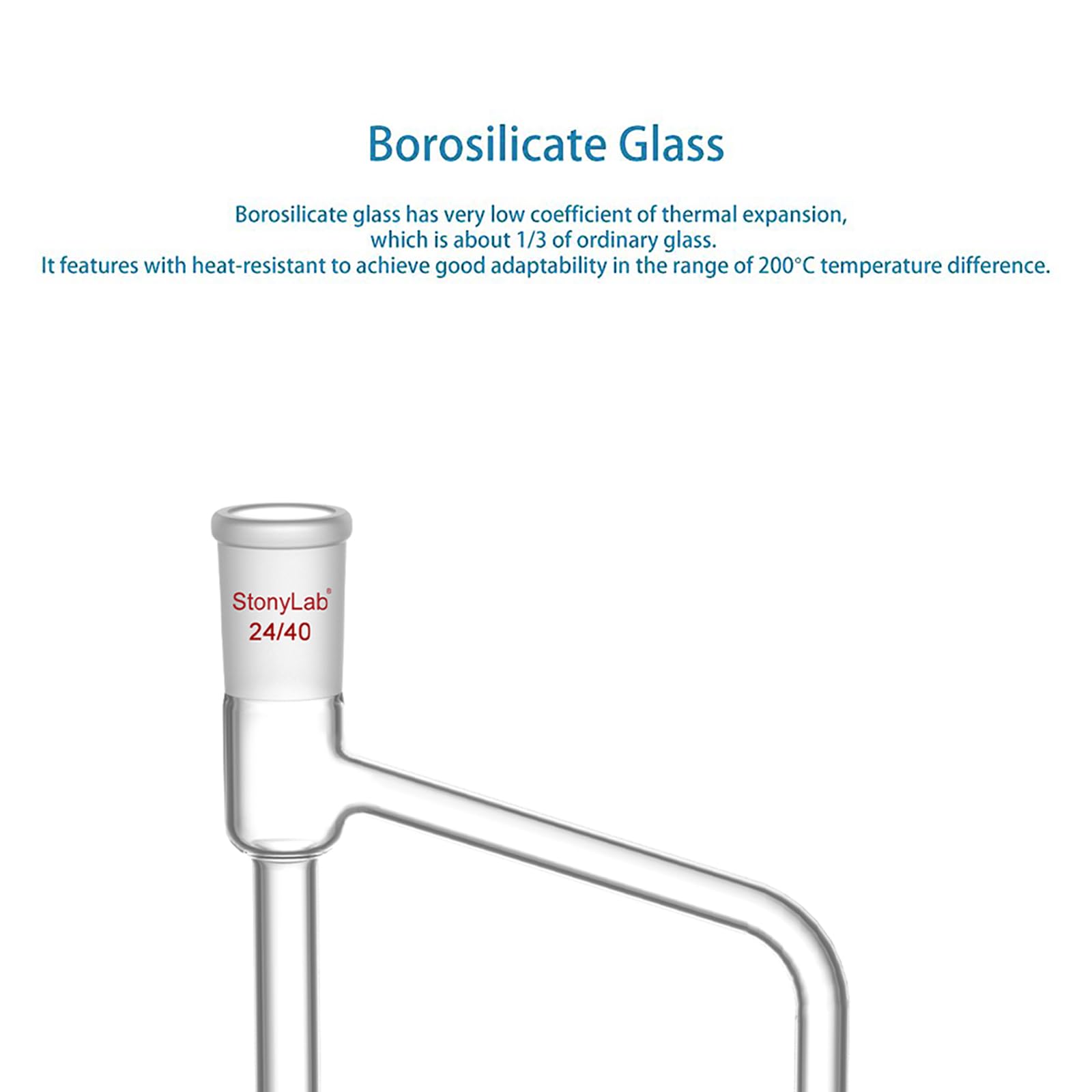 stonylab Trappola Dean Stark, Ricevitore di Distillazione in Vetro Borosilicato Graduato con Giunti 24/40 e Rubinetto in PTFE per Laboratorio, 10 ml