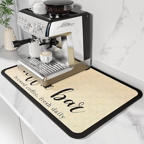 DK177 Coffee Mat Coffee Bar Mat Hide Stain Absorbent Drying Mat with Waterproof Rubber Backing Fit Under Coffee Maker Coffee Machine Coffee Pot Espresso Machine Coffee Bar Accessories Cover