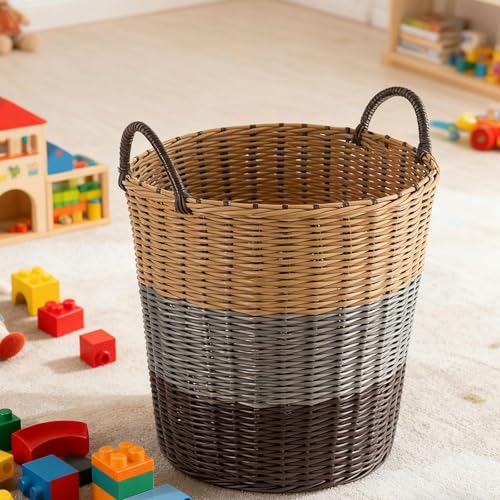 SiaBiced Laundry Basket, Clothes Storage Basket, Woven Laundry Basket for Baby's Room, for Hotel Apartments, Multi, S - Image 2