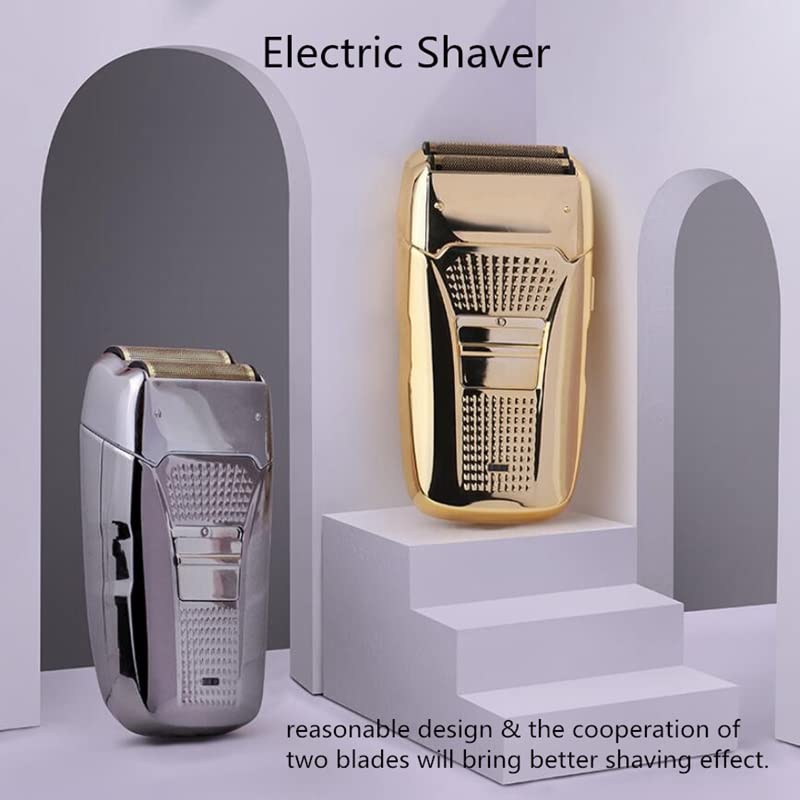 Men's Shaver, Electric Shaver Hair Cleaning Razor Beard Foil Shaving Machine Finishing Tool For Men (Color : Gold)