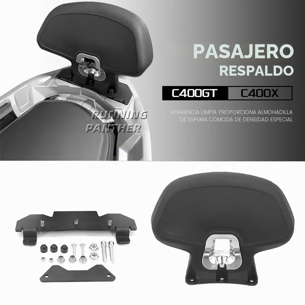 Para BMW c400gt c400x C 400 X/C 400 GT Nuevo moto accesorios negro asiento trasero del pasajero cojín cojín trasero