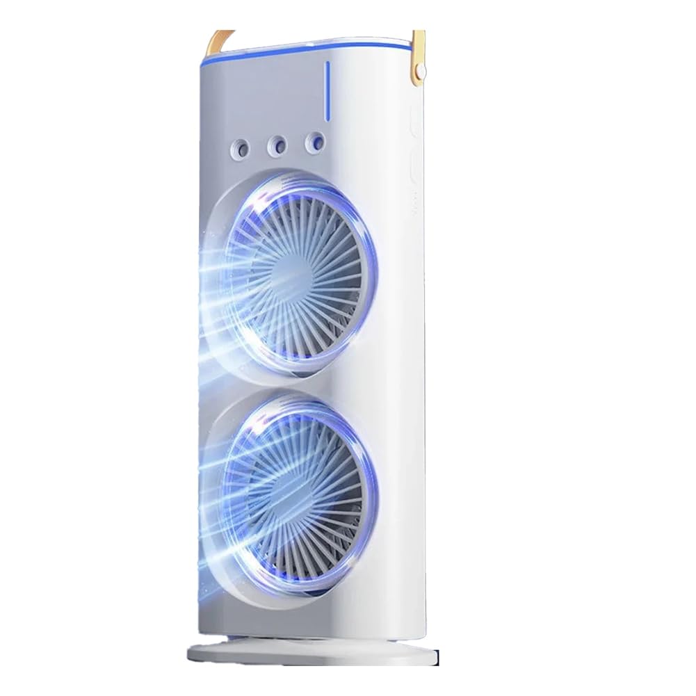 Aundhegrtt 1 Pc USB Portable Dual-Head Fan Air Cooler, High-Power Desktop Cooling Fan for, Dormitory, Bedroom and Home Use