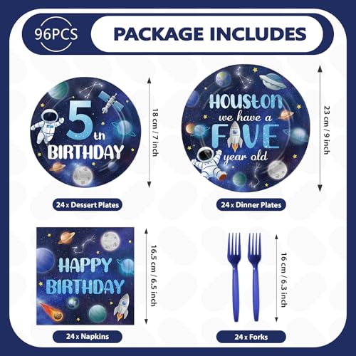 Greencian 96Pcs Space 5th Birthday Party Decorations, Serves 24 by Greencian - Used condition - Image 5