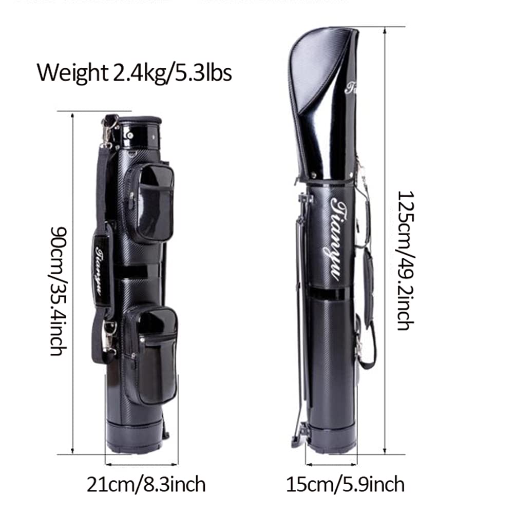 Golftasche, Leichte Golf-Standtasche, tragbare Golftasche, Golf-Tragetasche for Herren und Damen, for 9 Schläger, schwarzes PU-Leder