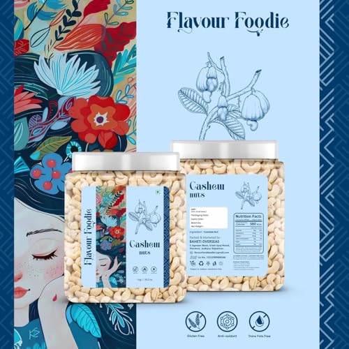 Image of Flavour Foodie Premium Cashew Nuts 1KG | Kaju Nut Dry Fuits | Natural & Crunchy Premium Whole Cashews | Gluten-Free Healthy Snack | Nutritious & Delicious Gift