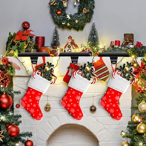 image for OCTERIC Christmas 6 Pcs Black Stocking Holders Mantel Hook Hangers Fir