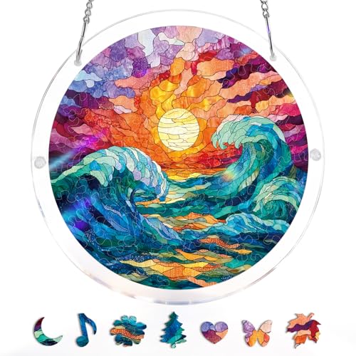 Acrylic Puzzle Suncatcher 83 Pieces Golden Tide Sun Catchers Puzzle DIY SunCatchers Puzzles Window Hanging Home & Garden Decor 7.4 in