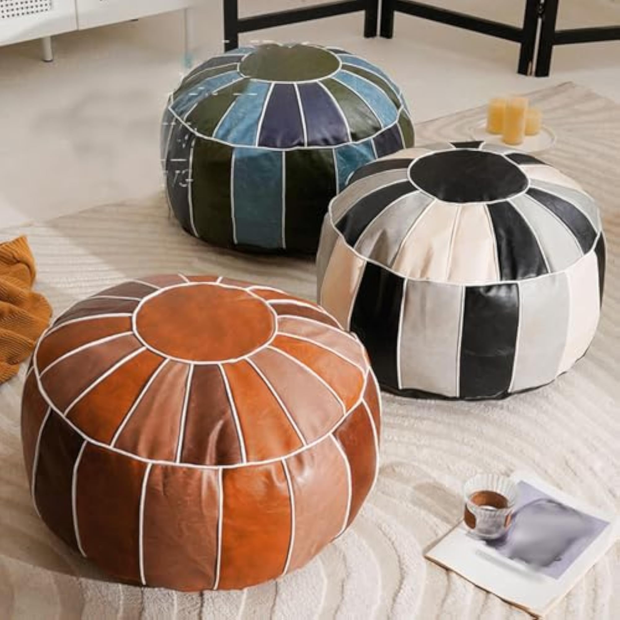 Unstuffed Pouf Cover, Square Foot Rest Cover for Entryway