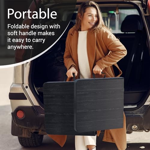 Image of 4 Feet Foldable Table Adjustable Height with Built in Handle, Steel Legs | 4FT Heavy Duty Portable | Perfect for Party Dining Wedding Events Picnic Indoor Outdoor Camping Utility Folding - 4 Foot