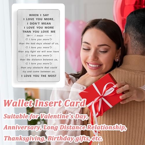 CGBOOM Wallet Insert Card Gifts Anniversary Idea Present Long Distance Relationship for Women Men Boyfriend Husband Wife Valentines - When I Say I Love You More, I Love You Most - Thumbnail 3