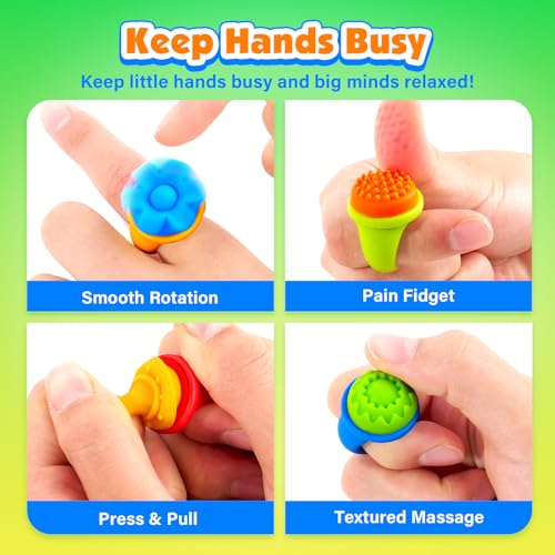 Fidget Rings Sensory Valentine Day Gift for Kids: 18 Pack Fidget Stress Spinner Rings- Autism Sensory Toy for Special Needs ADHD- Quiet Fidgets for Classroom Prizes Travel Toys - image 2