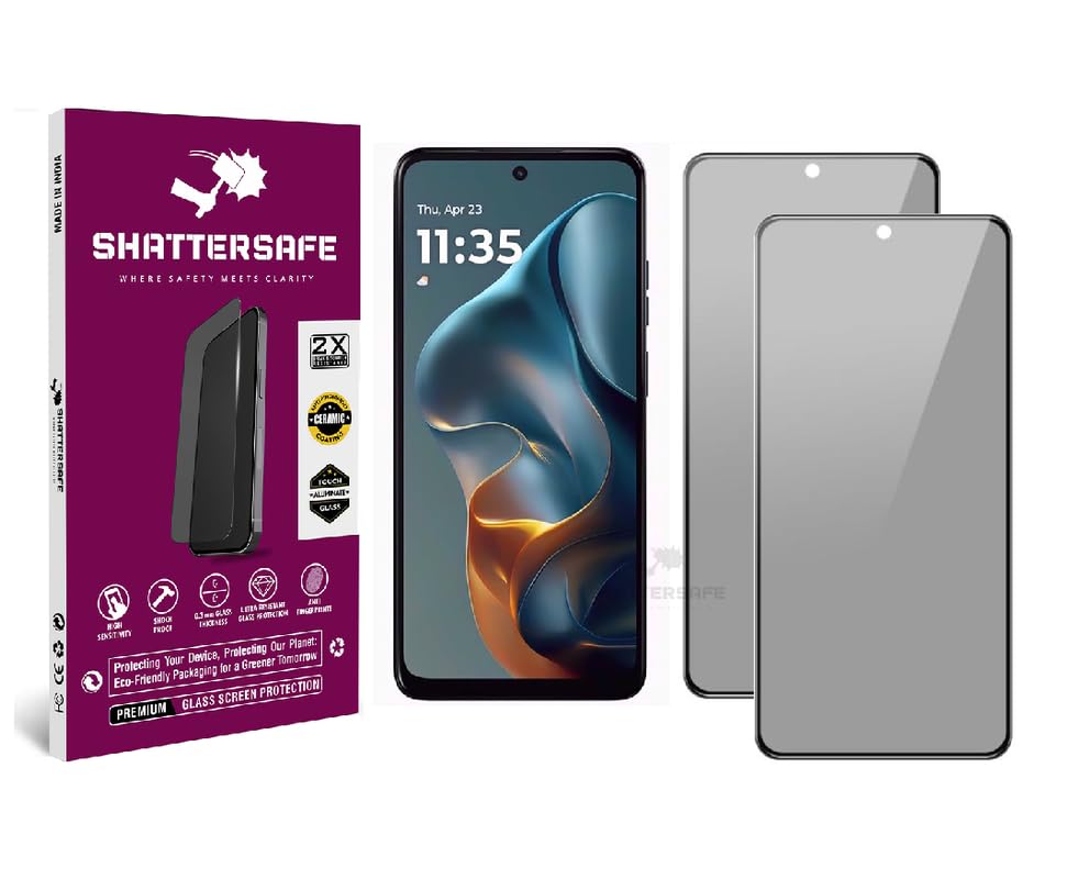 Image of Anti-Spy Privacy Tempered Glass Compatible For Motorola G05 / G35 5G [Pack of 2]. 9H Hardness, Anti-Scratch, Edge-to-Edge Protection With Easy Installation Kit & Case Friendly Fit.