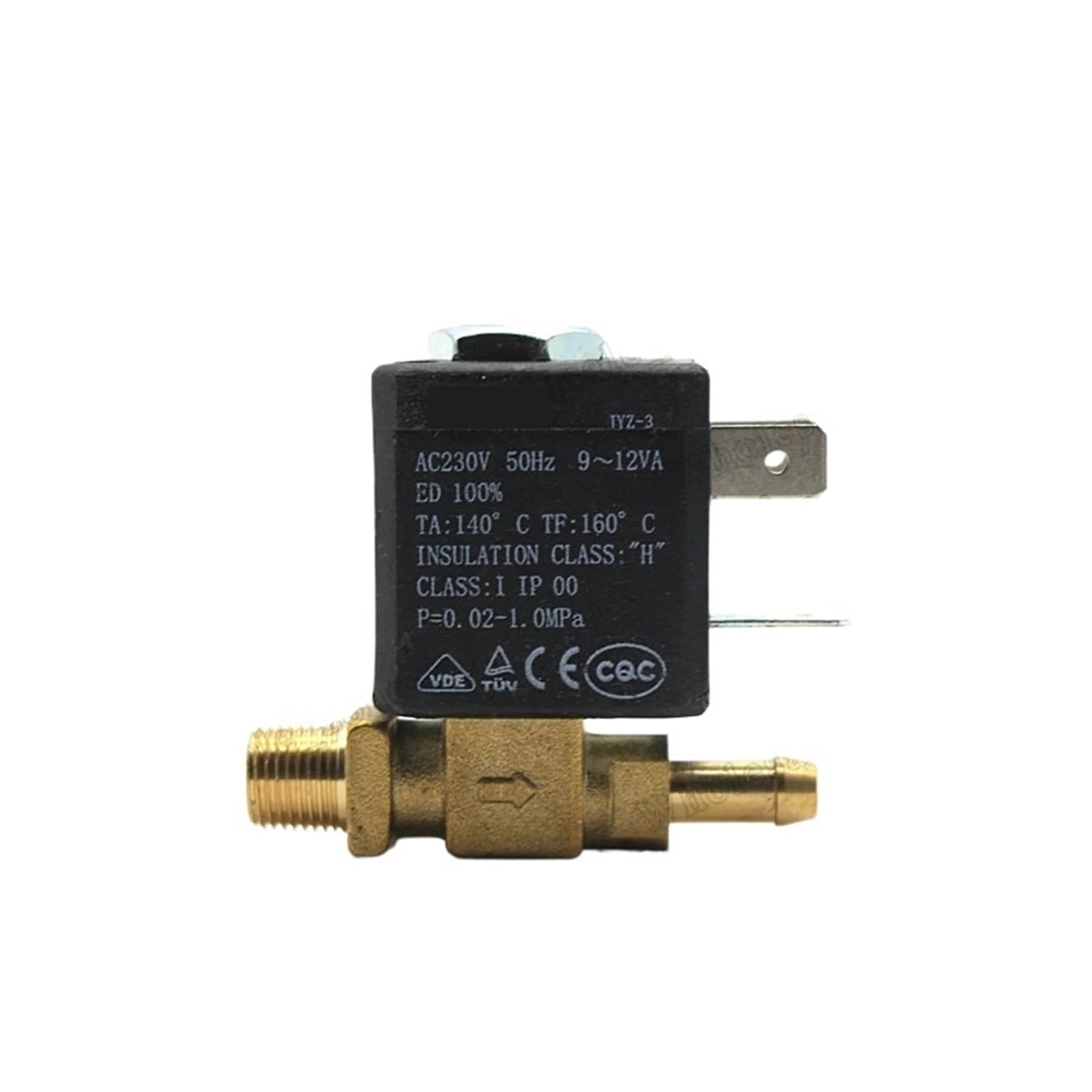 Valvola A 2/2 Vie Normalmente Chiusa N/C AC 230V G1/8" In Ottone For Generatore Di Vapore E Aria, Elettrovalvola For Macchine Da Caffè