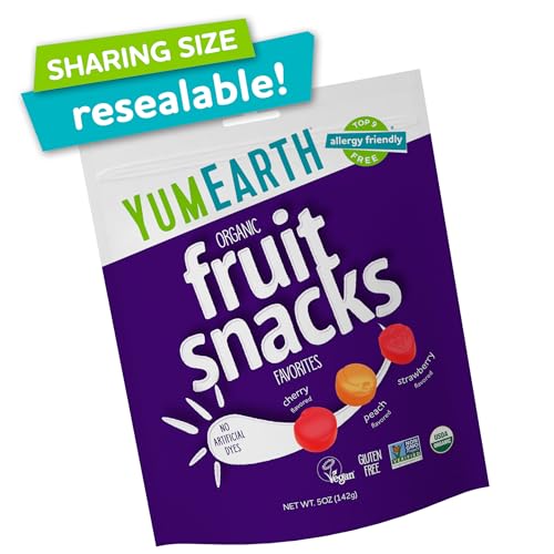 Image of YumEarth Organic Fruit Snacks, 5oz. (Pack of 6), Allergy Friendly, Gluten Free, Non-GMO, Vegan, No Artificial Flavors or Dyes,5 Ounce (Pack of 6)