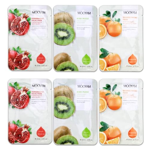 Mascarilla Facial Frutas (10 ud) con Ácido Hialurónico (28ml), Cuidado De La Piel & Hidratante - Antiarrugas Vegana Skincare - Fórmulas Coreanas con ingredientes activos, Mascarilla Facial Mujer
