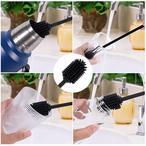 Image of Silicone Bottle Brush with Straw Cleaning Brush, Extra Long Water Bottles Washer Brush Reusable Straw Cleaner BPA-Free Cup Cleaning Brush for Stanley Baby Bottle Glass Mug