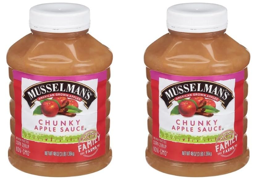 Home Style Chunky Applesauce, American Grown Apples by Musselmanns., Non-GMO, 48 Oz Jar - Pack of 2
