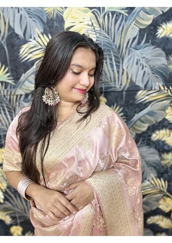 Image of Women's Banarasi Silk Georgette Saree Featuring Silver Sequin And Mirror Work