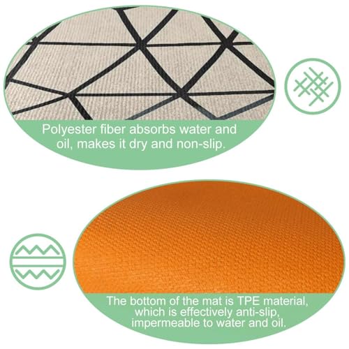 Alfombrillas de cocina antideslizantes VAPOKF con patrón triangular lavable 6