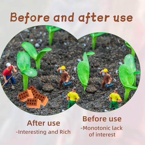 WLVinson 50 Stück Mini Ziegelsteine zum Mauern Kinder Miniatur Ziegelsteine Mini Bricks Modellbau Steine Ziegel Rote für DIY Puppenhaus Fairy Garten Dekoration 2 x 1 x 1cm